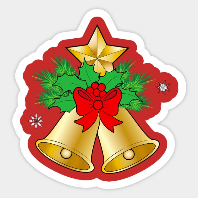 Golden Christmas Bell - Christmas Bells - Sticker