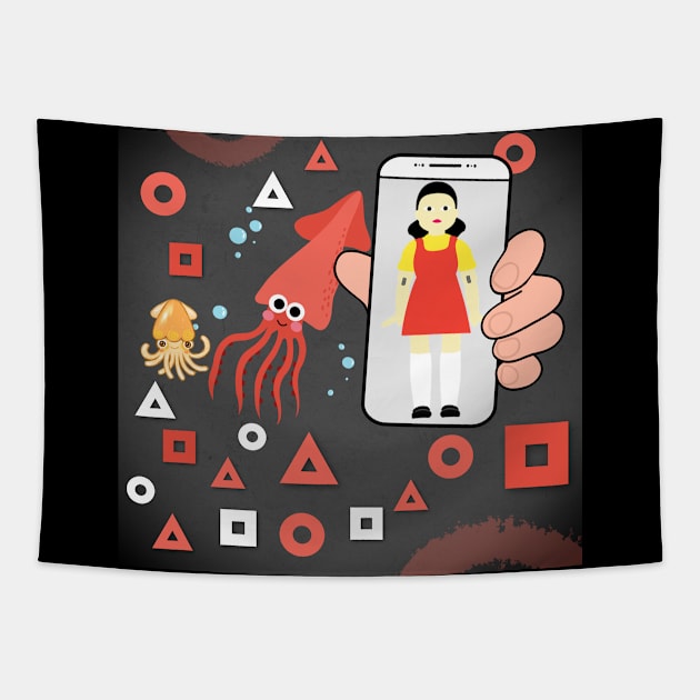 Cute Style Squid Doll & Squids Tapestry by KPUPGOODS