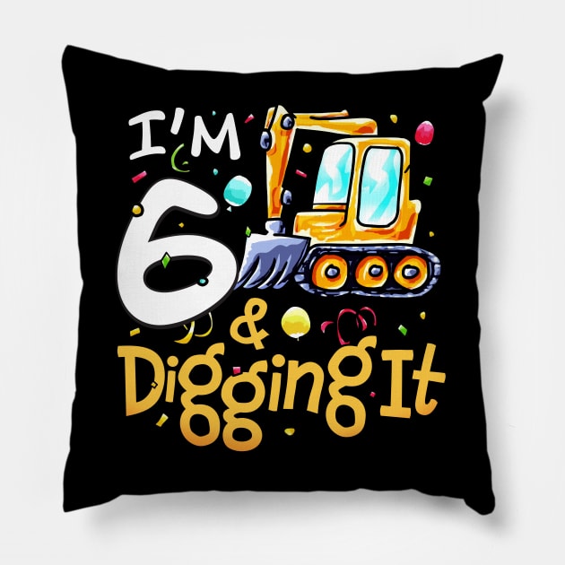 I'm 6 Year Old Gifts Excavator Construction 6th Birthday Pillow by alyssacutter937@gmail.com