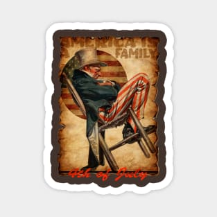 vuntage - "american is a family" abraham lincoln sleep on a chair Magnet