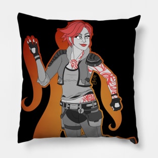 Commander Lilith, The Firehawk (Monochrome Version) Pillow