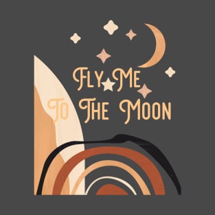 Fly Me To The Moon - Retro 70s Style Landscape Abstract T-Shirt