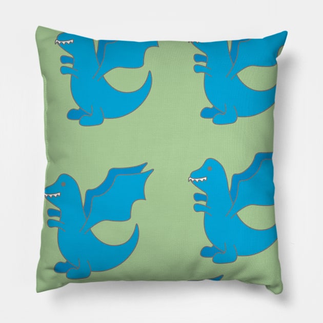 Baby Blue Dragon Pattern Seamless Pillow by MichelMM