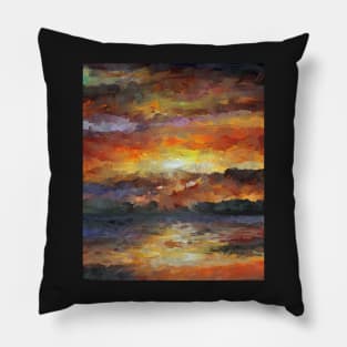 Impressionist Abstract Sunset Sunrise Ocean Pillow