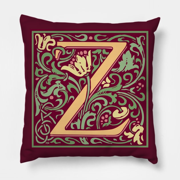 William Morris Vintage Letter Z Pillow by MatchbookGraphics