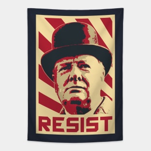 Winston Churchill Resist Retro Propaganda Tapestry