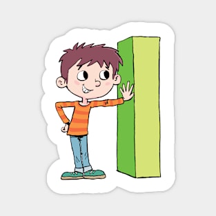 boy leaning on the capital letter I Magnet