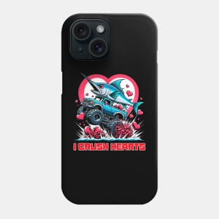 Monster Truck I Crush Hearts Swordfish Valentines Phone Case