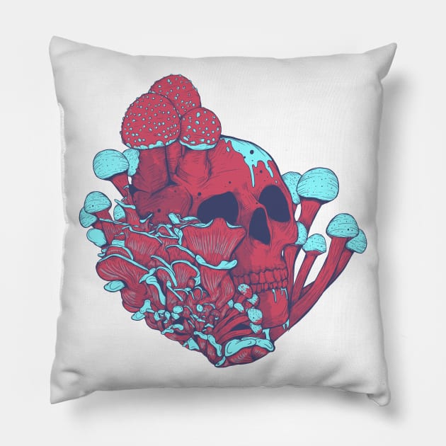 Fungi Skull Pillow by Jess Adams