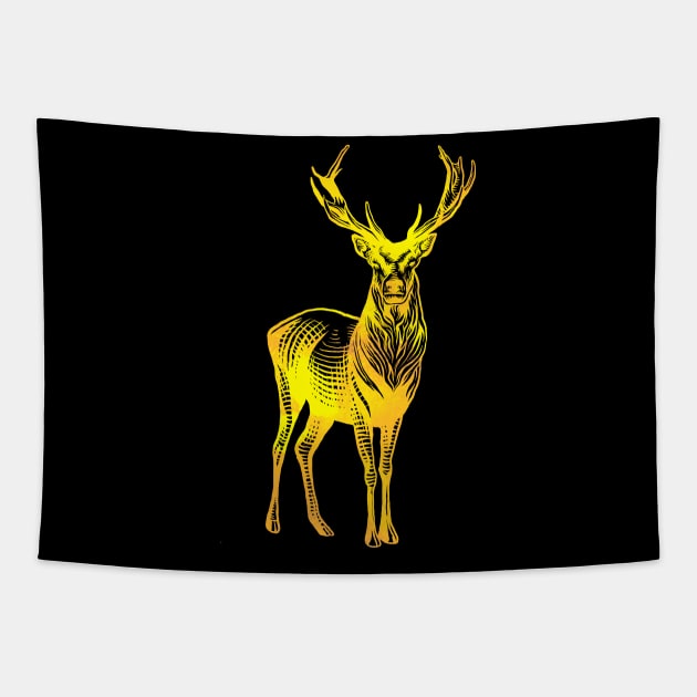 Golden Deer Illustration Tapestry by BuddyandPrecious