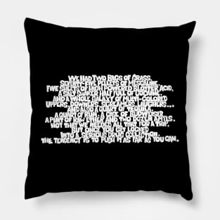 Mind-Bending Journey: Fear and Loathing Quote & Drug List Design Pillow