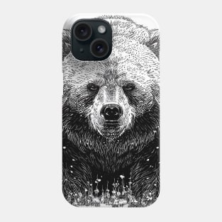 Bear Grizzly Wild Nature Illustration Line Epic Illustration Line Art Phone Case