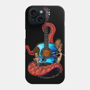 Awesome fantasy guitar with cute mermaids and tentacle Phone Case