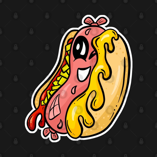Cute Hotdog Cartoon Character - Wiener by Squeeb Creative