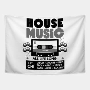 HOUSE MUSIC  - Cassette  (Grey/Black) Tapestry