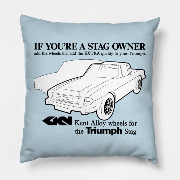 TRIUMPH STAG - advert Pillow by Throwback Motors