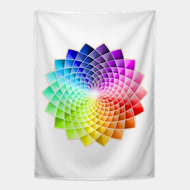 Colorful Mandala with 3D Effect and White Lines Tapestry by MandalaSoul