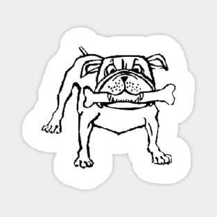 Bulldog dog with bone in mouth Magnet