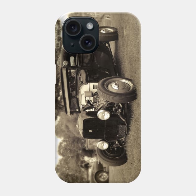 1929 Ford, Model A - black white Phone Case by hottehue