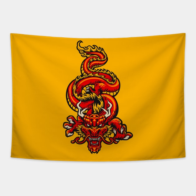 Retro Japanese Dragon Tapestry by SLAG_Creative