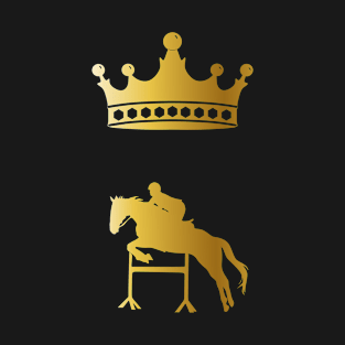 girl with horse jumping and crown gold color T-Shirt