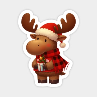 Cute Christmas Moose Magnet