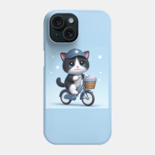 Cute cat on a bike Phone Case