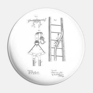 Mode of Securing Fire Hose on a Ladder Vintage Patent Hand Drawing Pin