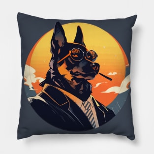 A German Shepherd spy dog circle portrait Pillow