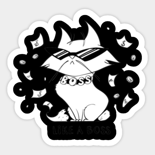 Funny Cartoon Cat With Glasses Under The Rain Of Money Like A Boss