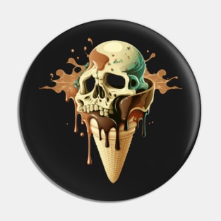 Ice Cream Skull Pin