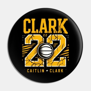 Distressed Clark 22 Basketball logo Pin