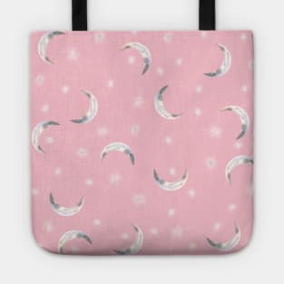 Crescent Moons and Stars - Pink Tote