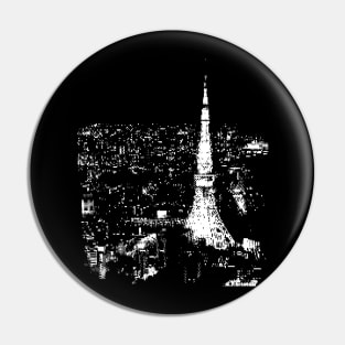 Tokyo Tower glitch art Pin