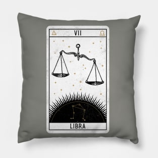 Libra Distressed Goth Tarot Zodiac Sign Pillow