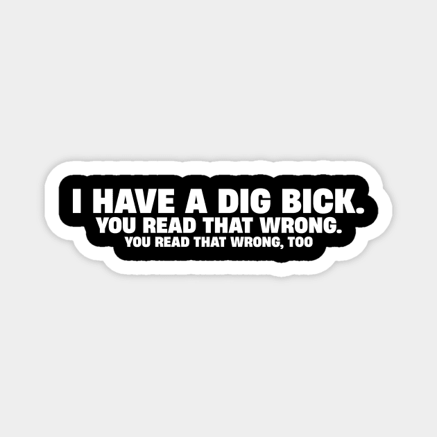 I Have A Dig Bick Funny You Read That Wrong Magnet by ITS RAIN