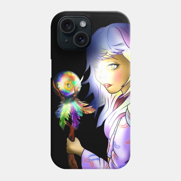 Sorcerer with glowing d100 orb on a quarterstaff Phone Case by cuisinecat