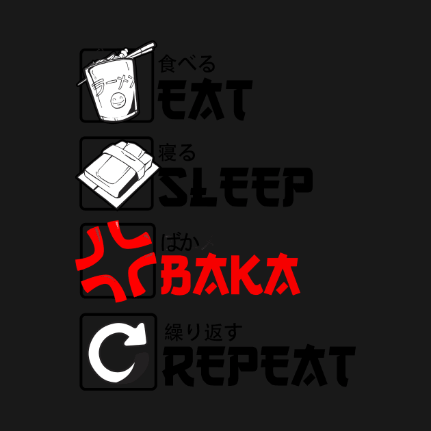 Eat Sleep Baka Repeat - Funny Baka Anime Girl Meme by Alex21