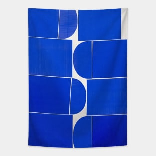 Blue Abstract Geometric Shapes Art Tapestry