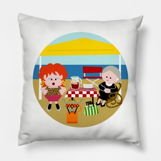 Spanish Family On The Beach Pillow