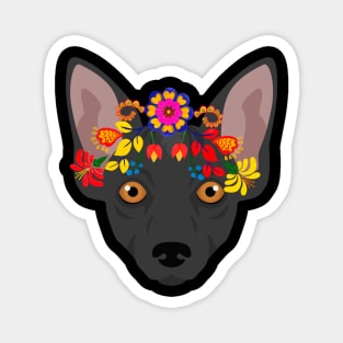 Floral Xolo Dog Portrait Magnet