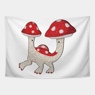 Red and White Mushroom Hat Brontosaurus A Simple Delight Tapestry