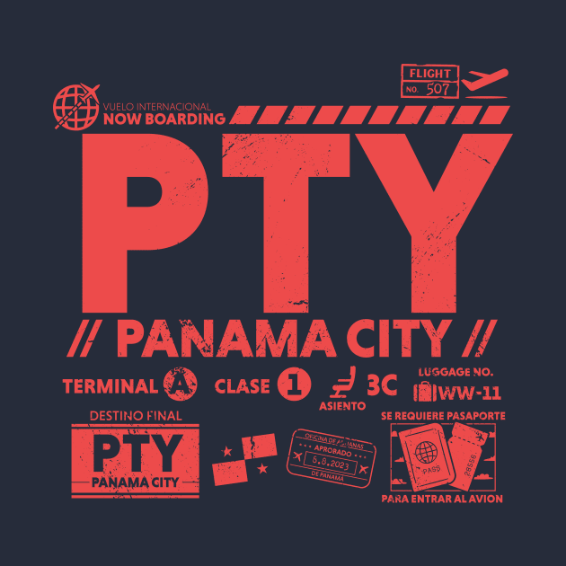 Vintage Panama City PTY Airport Code Travel Day Retro Travel Tag by Now Boarding