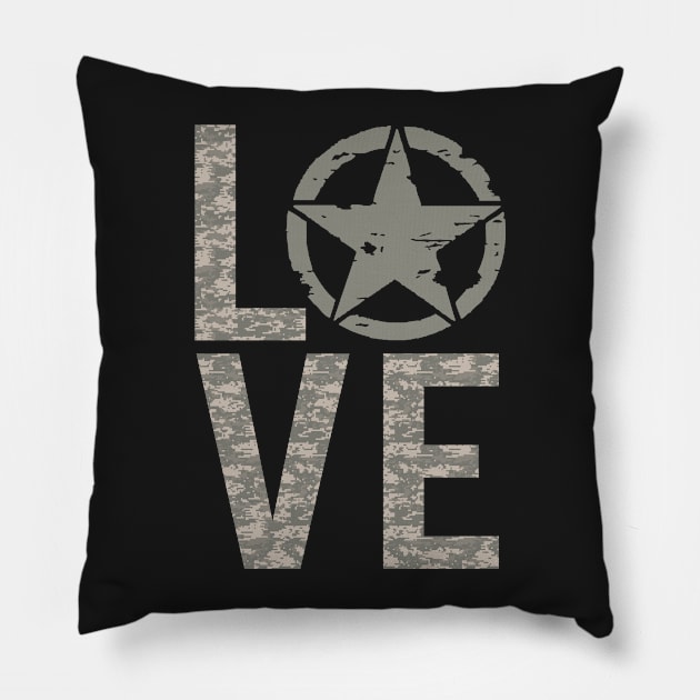 US Army Love Star Tshirt Pillow by andytruong
