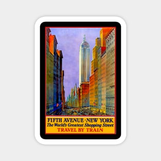 Train Ad - Fifth Ave New York - Vintage Travel Magnet