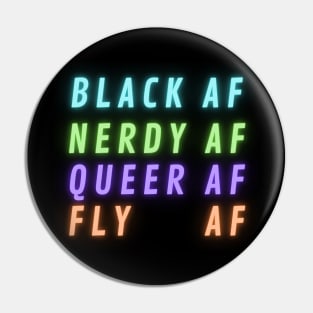 Black Nerdy Queer and Fly (Text Only) Pin