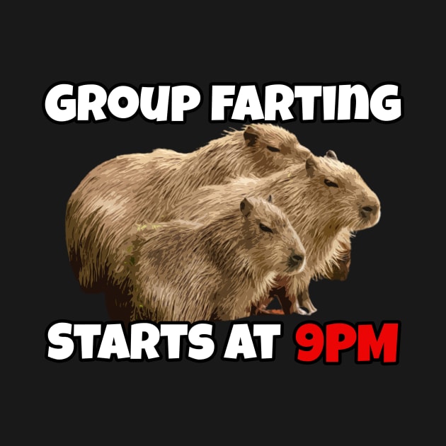 Group Farting Starts at 9PM - Funny Capybara Capy Meme by TheMemeCrafts