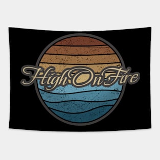 High On Fire Retro Waves Tapestry