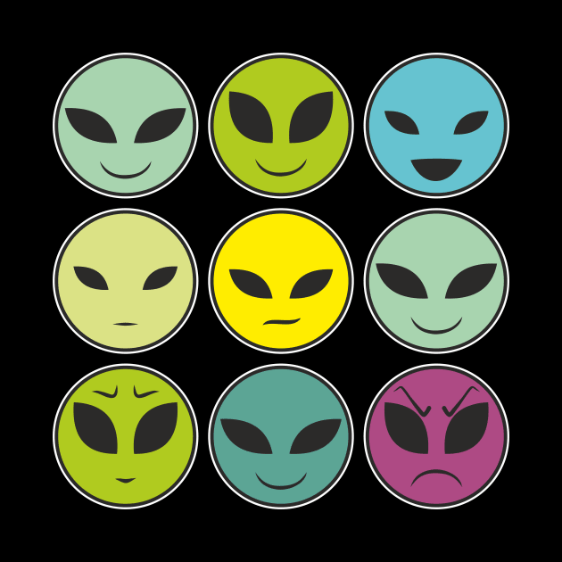 Funny Alien Heads And Facial Expressions As Pattern by FancyTeeDesigns