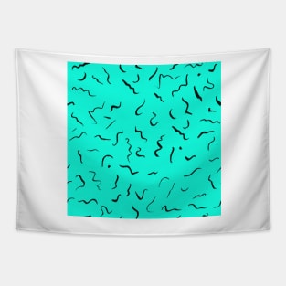 Artistic Squiggle Colorful Print Pattern Blue Tapestry